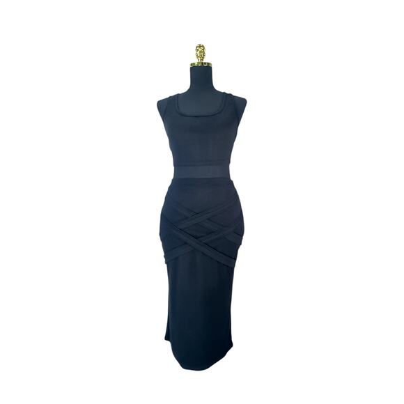 Women's Black 2-Piece Pencil Skirt & Crop Top Set - Size Large - Picture 1 of 5